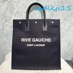 《精品女王》全新真品 YSL 聖羅蘭 RIVE GAUCHE SO BLACK 帆布袋 手提袋 托特包 63253