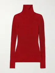 [Isabel Marant] Isabel Marant - Jaelis Metallic Ribbed-knit Turtleneck Sweater - Red - FR 38 FR 38 Red