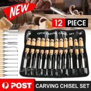 12 Piece Wood Carving Hand Chisel Tool Kit Set Wood Working Whittling Cutter AU
