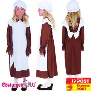 Girls Poor Victorian Girl Costume Olden Day Miss Historical Book Week Dress Kids