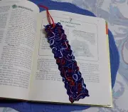 Bookmark Fabric or Cloth Navy Red White & Blue Streamers Red Ribbon Handmade