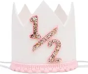 Half Birthday Crown - Crown Hat for Baby, 6 Months Birthday Party Decoration, Cake Smash Photo Props, Outfits for Baby
