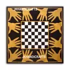 36" Black Marble Square Coffee Chess Table Top Antique Design Birthday