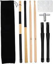 Milisten 1 Set Creative Drum Stick Kit with Tuning Key Maple Wood Drumsticks and Wire Brushes for Jazz and Drum Set Portable Storage Pouch Included