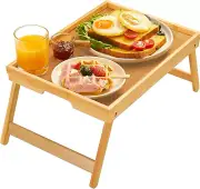 Bamboo Bed Tray Table with Foldable Legs, Breakfast Tray for Sofa, Bed, Eating