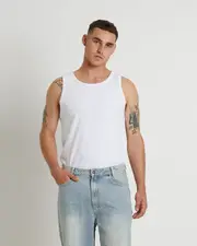 Paramount Ribbed Singlet in White