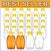 Squeeze Plastic Honey Dispenser Set of 24 - 16oz Leak-Proof Flip Top Bottles
