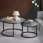 round Coffee Table Set of 2 Marble Coffee Table Black and Grey