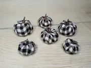 New Set of 6 MINI Fall BLACK Buffalo Plaid ✔ Pumpkins Table Decor Vase Filler