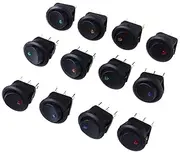 ETHZZLE 12 Pcs On-Off Control Switch Truck LED Car Toggle Round Rocker Toggle Black