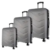 3pc Pierre Cardin Hard-Shell Suitcase Cabin Travel Luggage Set Silver