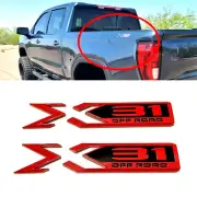2Pc Gloss Red Black For 2019-2023 GMC Sierra X31 OFF ROAD Bed Emblem 84682662