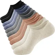 [J-BOX] No Show Socks Men Cotton Low Cut Socks Mens Athletic Short Socks with Non Slip Grip (8/10 Pairs)