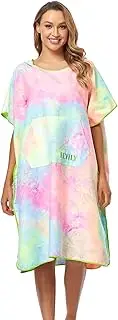 FLYILY Beach Changing Towel Surf Poncho Robe Hooded Wetsuit Adjustable Sleeves Surfing Swimming Bathing (TieDye01, Large - Fit for Men&Women)