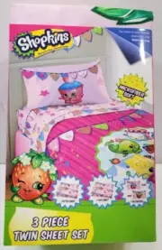Shopkins Microfiber Soft 3 Piece Twin Sheet Set-fitted & flat sheets/pillow case