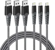 Iphone Charger Cable 1M 3Pack, Apple Mfi Certified Lightning Cable Nylon Branded