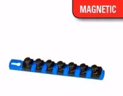 ERNST 8407M 8" 1/4" Drive Magnetic Socket Rail Organizer w/ 9 TWIST LOCK Clips