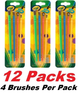 12 Crayola Art & Craft Brush Sets, %100 Natural Hair multi-purpose Paintbrushes