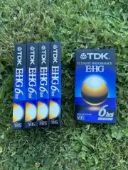 Five (5) Blank Unopened TDK E-HG 6 Hours VHS Tapes DEADSTOCK