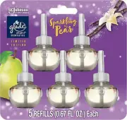 Glade PlugIns Refills Air Freshener Scented Oil Sparkling Pear 3.35 Oz 5 Ct