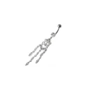 Fancy Silver Chandeliers Jeweled Dangling Navel Ring