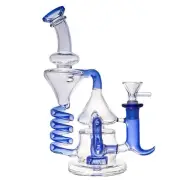 8.6" Tornado Coil Glass Bong Water Pipe Pyrex Hookah Percolator Bubbler W/Bowl