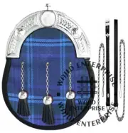 Spirit of Scotland Tartan Kilt Sporran - Full Dress Sporran bag with Chain Strap