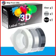 (1Clear+1Silver+1Black) LabelTape 3D Fit For Dymo Maxi 1755 Label Makers