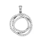 14k White Gold Round Diamond Circle Pendant 5/8 Cttw