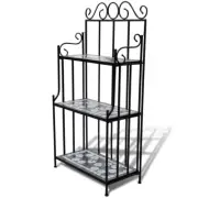 Plant Display Stand Mosaic Pattern - Black / White