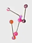 4pc 14 gauge straight bar tongue ring body jewelry