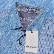 Robert Graham NWT Proxima Casual Button Down Shirt Size L in Blue Pattern