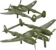 TimMee WW2 P-38 Lightning Fighter Plane - 2pc OD Green Plastic Army Men Aircraft
