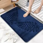 Navy Blue Bathroom Rugs 36" X 24" Thick Memory Foam Bath Mat Flannel Velvet W...