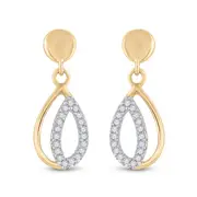 10k Yellow Gold Round Diamond Dangle Earrings 1/10 Cttw