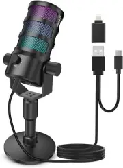 Microphone for Podcast, Streaming, Gaming - USB PC and Phone - RGB Lights - NIB