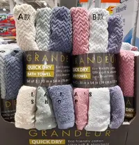 在飛比找Yahoo!奇摩拍賣優惠-GRANDEUR 快乾浴巾76*137cm(3條入)COST