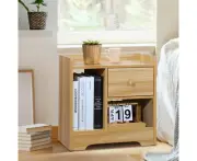 Bedside Table Wooden Side Table Bedroom Nightstand Storage Drawer Shelf
