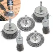 6pk Wire Brush attachment Set for for Removing Rust Fits Any Drill or Impact