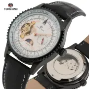 FORSINING Mens Automatic Mechanical Watch Luxury Leather Band Watches Moon Phase