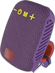 Bike Speaker, IPX5 Waterproof, USB Rechargeable, FM Radio, Portable Handlebar Speaker with Memory Card Slot, for Cycling (Purple)