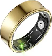 Smart Ring Health Fitness Tracker for Men Women - 5ATM Waterproof,Heart Rate Monitor, Hand Gesture Brush Tiktok, Titanium Alloy Smart Rings for iOS/Android(Gold #9)