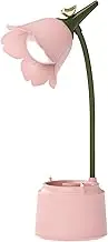 DLHONORV Cute LED Desk Lamp Kawaii Desk Accessories, Flower Bird Table lamp USB Rechargeable, 3 Color Modes, Stepless Dimming, Touch-Sensitive Switch Kawaii Room Decor Lamp, Reading Lamp (Pink)