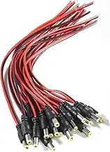DIANN 20pcs DC Power Plug Pigtail Cable 2.1mm x 5.5mm Male Barrel Jack Connector Cord with Bare Wire for Security CCTV Parking Camera Car Monitor Surveillance