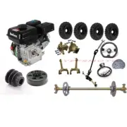 29'' Go Kart Drift Rear Axle Kit+Steering Wheel+ OHV Engine+4.10-6 Tyre Sprocket