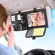 High Road Car Sun Visor Organizer with Hidden Insurance and Registration Pocket, Unbreakable Mirror and Molle Storage Panel for Sunglasses and Driving Essentials
