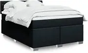 vidaxl box spring bed with mattress and led lights - double fabric, 190x144x100.5 cm, black modern design with pocket spring mattress medium firmness, includes mattress topper, customizable light show