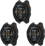 3-Pack Case Compatible with Garmin Fenix 8 51mm 47mm 43mm, Armor Skeleton Smart Watch Replacement Cases, Bumper Hollow Screen Protector for Fenix 8 51/47/43mm Accessories (3 Pack C, 51mm)