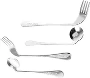 Cabilock 1 Set Elbow Spoon Fork Stainless Steel Eating Silverware Patient Fork Advantage Fork Built up Spoon Angled Cutlery Curved Fork Baby Metal Disabled Fork Human Body Elder