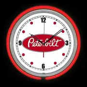 15" PETERBILT Logo Sign Red Double Neon Clock